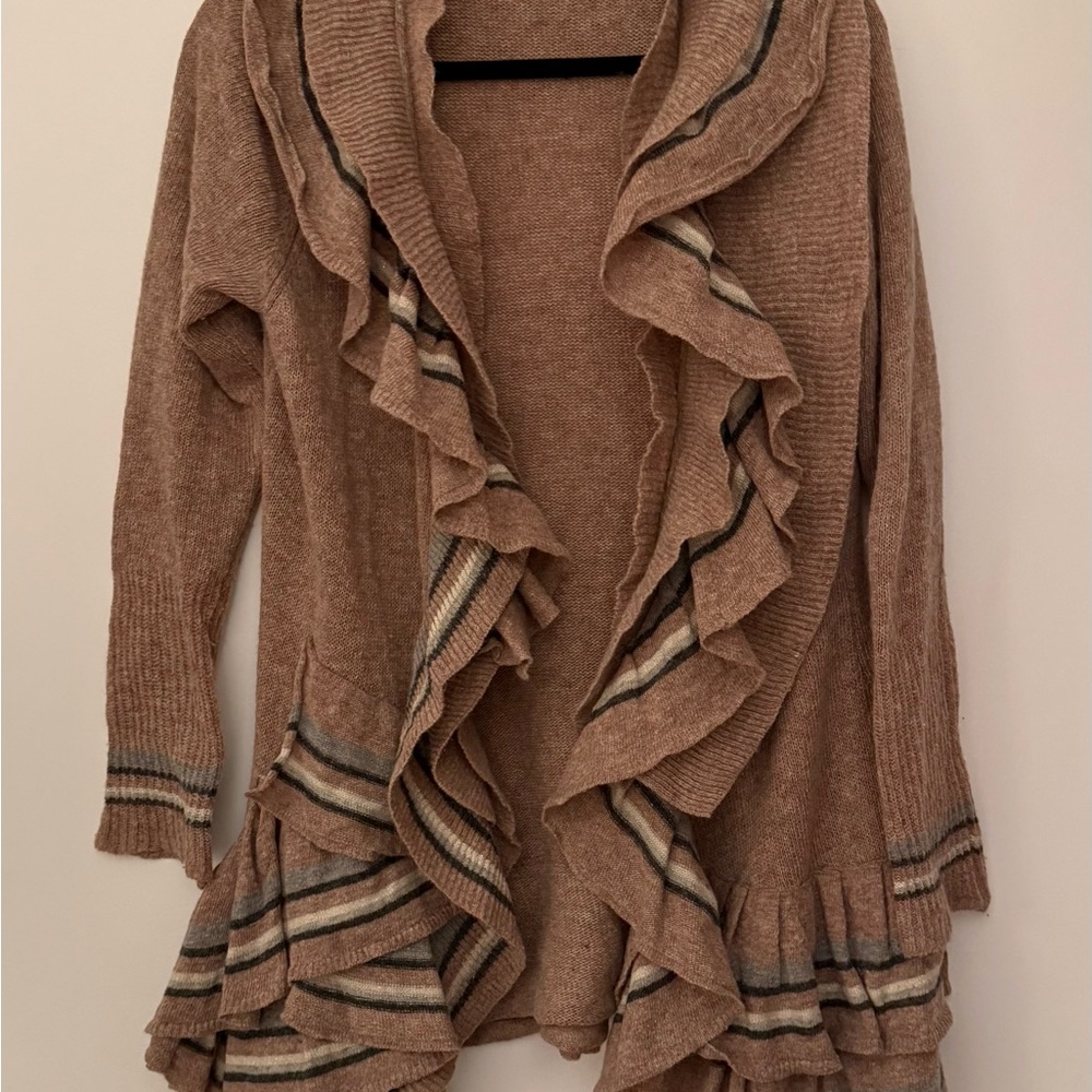 Anthropologie Ruffled Wool Cardigan